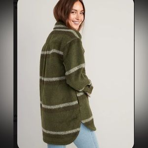 Printed Flannel Long Utility Shacket for Women